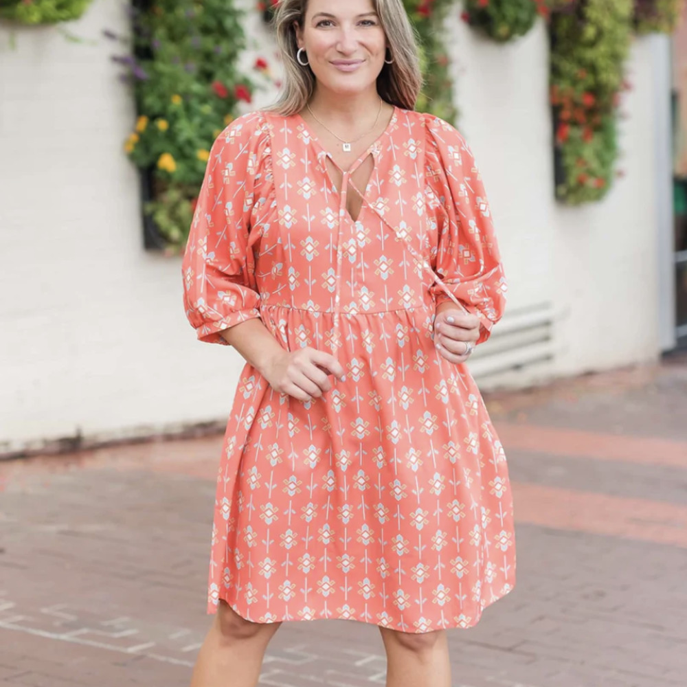 Michelle Mcdowell Ava Dress in Little Details Fire Print Size Large NWT